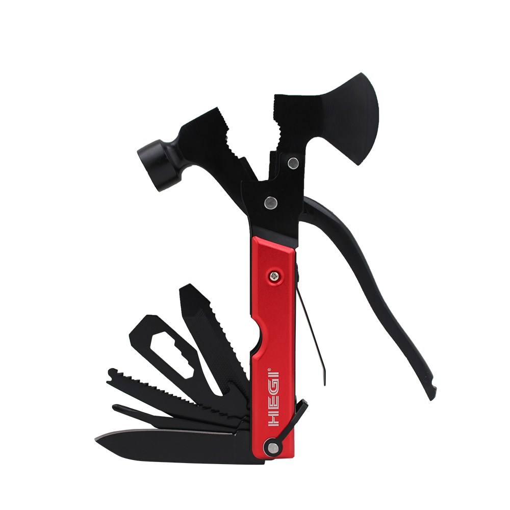 Hegi 18 Fonksiyonlu Paslanmaz Çelik Kamp Baltası Ve Çekiç - Kırmızı