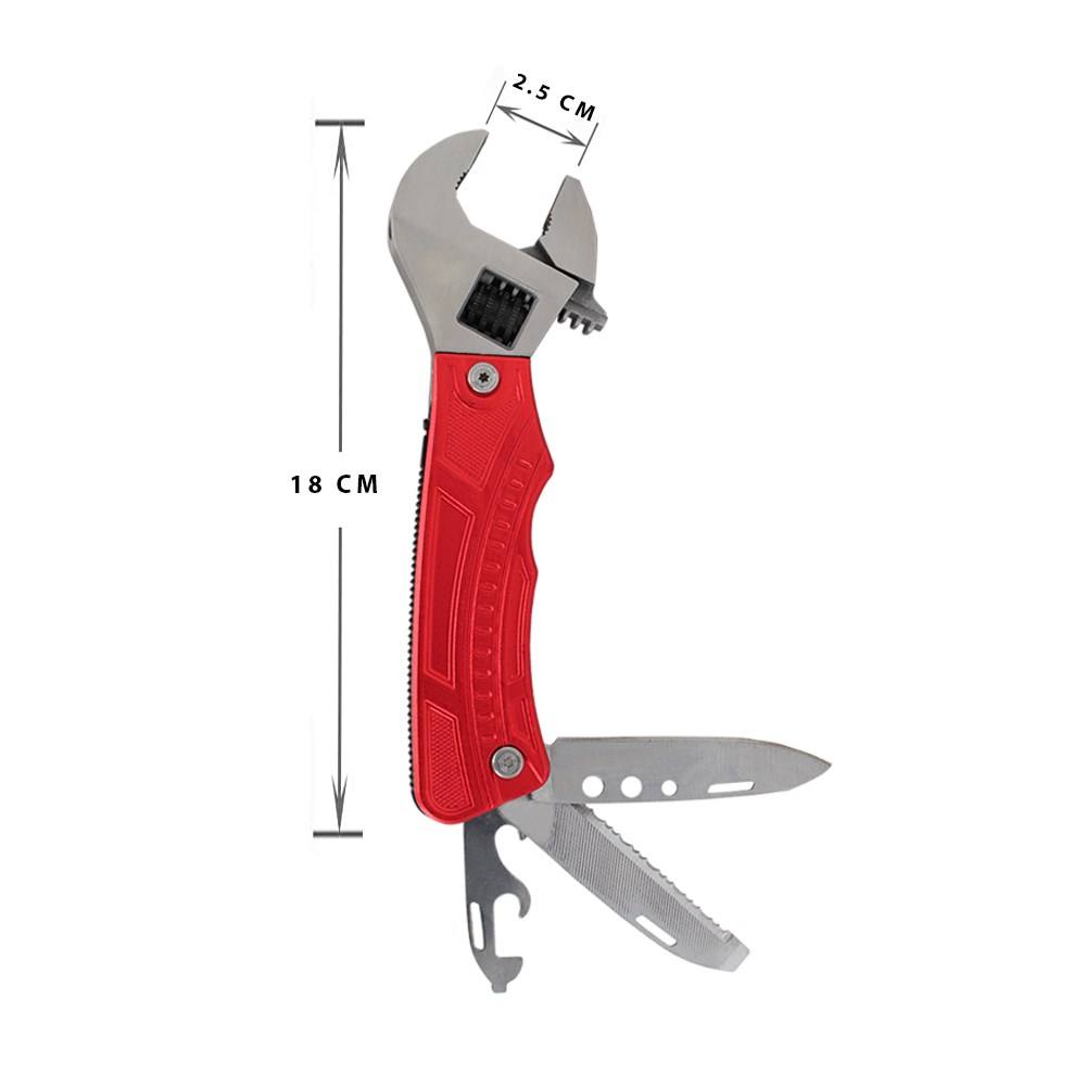 Hegi 12 Fonksiyonlu Paslanmaz Çelik Kurbağacık İ̇ngiliz Anahtarı - Kırmızı